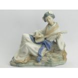 Lladro Nao oriental lady musician figure, 26.5cm. UK Postage £18.