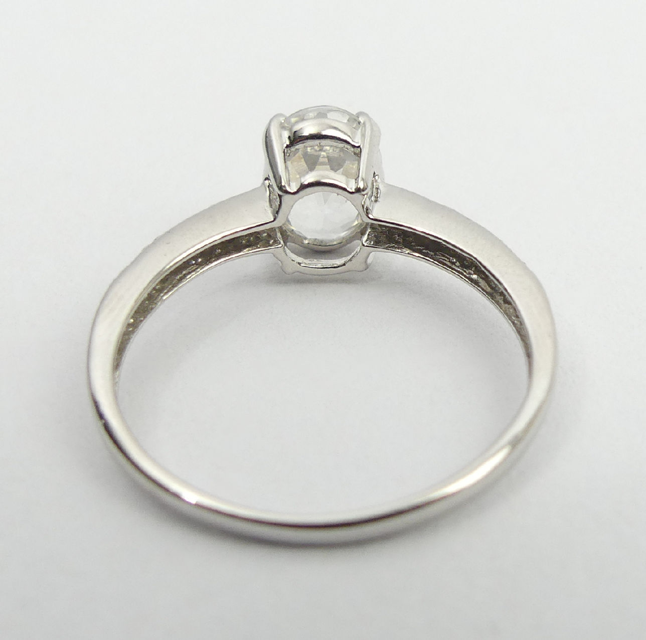 9ct white gold topaz and diamond ring, 1.9 grams, 8mm, size N1/2. UK Postage £12. - Image 5 of 6
