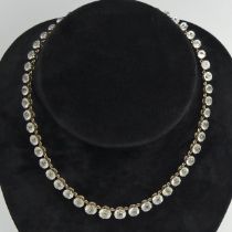 19th Century gold on silver paste set riviere necklace, 26 grams, 7.5mm x 5.1mm x 39cm, UK