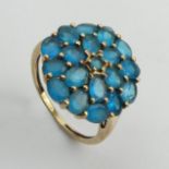 9ct gold neon apatite cluster ring, 3.4 grams, 16.7mm, Size N1/2. UK Postage £12.
