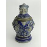 19th Century Westerwald German pottery character jug, 19cm. UK Postage £14.