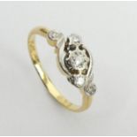 18ct gold and platinum five stone diamond ring, 2.7 grams, 6.5mm, size M, size M. UK postage £12
