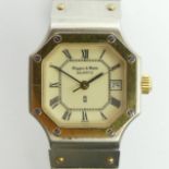 Mappin & Webb gold and stainless steel quartz watch, 28mm inc. button. UK Postage £12. Condition