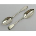 A pair of Georgian silver table spoons, John Brydie, London 1827, 122 grams, 22.5cm. UK Postage £12.
