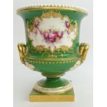 Royal Worcester hand painted twin handled vase, C.1912, signed by the Artist, Chair? 18cm. UK