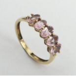 9ct gold pink tourmaline and diamond ring, 1.5 grams, 5.1mm, size N1/2. UK postage £12