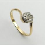 18ct gold and platinum diamond seven stone ring, 2 grams 6.9mm, size O. UK postage £12