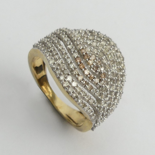 9ct gold diamond set ring, 5 grams, 17mm, Size N1/2. UK Postage £12.