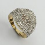 9ct gold diamond set ring, 5 grams, 17mm, Size N1/2. UK Postage £12.
