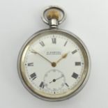 George V silver open face pocket watch, London 1918, 68 x 49mm. UK Postage £12.