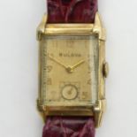 Gents 10ct gold filled Bulova tank watch, 36 x 22mm inc. button. UK Postage £12. Condition Report: