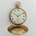 9ct gold full Hunter Waltham movement pocket watch, Birm. 1923, 92.9 grams, 67 x 50mm, UK Postage £