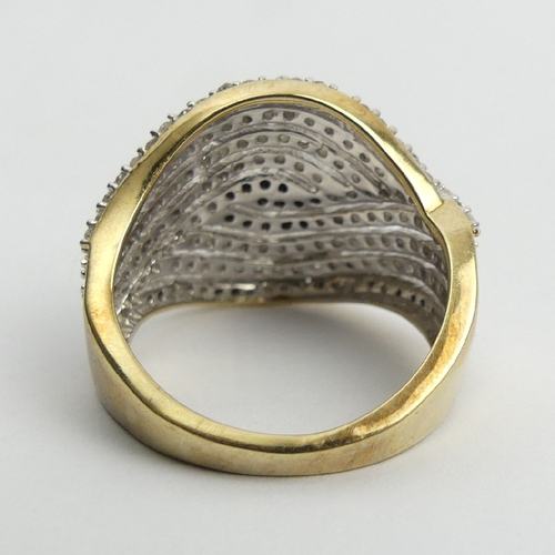 9ct gold diamond set ring, 5 grams, 17mm, Size N1/2. UK Postage £12. - Image 4 of 5