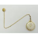 Smiths gold plated manual wind pocket watch and Albert chain, watch 50mm long. UK Postage £12.