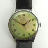 Tudor manual wind gents watch c.1941, 35mm wide inc. button. UK Postage £12. Condition Report: In