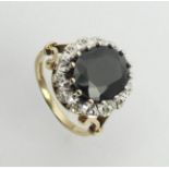 9ct gold sapphire and diamond ring, Birm.1990, 6.2 grams, 17.1mm, size O. UK postage £12