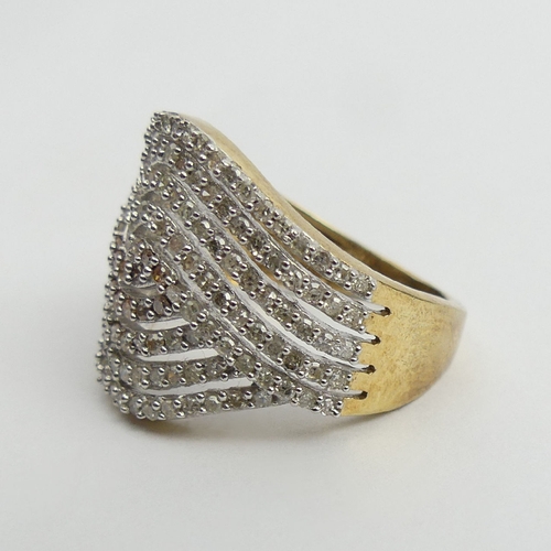 9ct gold diamond set ring, 5 grams, 17mm, Size N1/2. UK Postage £12. - Image 3 of 5