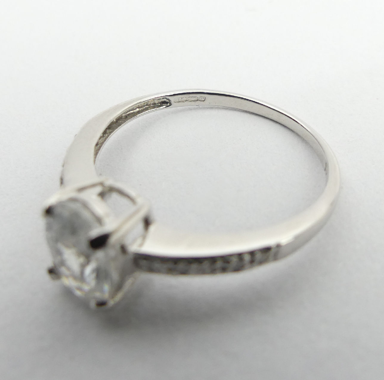 9ct white gold topaz and diamond ring, 1.9 grams, 8mm, size N1/2. UK Postage £12. - Image 6 of 6