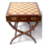 Waterloo chess set Charles Stadden, limited edition, military style brass-bound mahogany games table