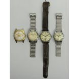 A collection of 4 vintage gents watches including Roamer, 35mm widest. UK Postage £12.