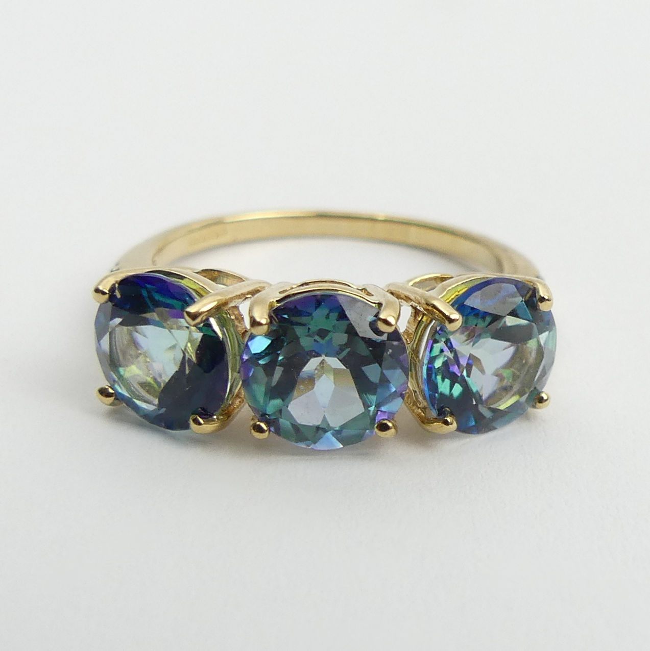 9ct gold mystic topaz and diamond ring, 3.2 grams, 7mm, size N. UK Postage £12. - Image 2 of 7