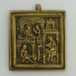 17th Century Russian Brass Icon, 5cm sq. UK Postage £12.