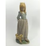 Lladro Gres girl and dog figure, 36cm. UK Postage £16