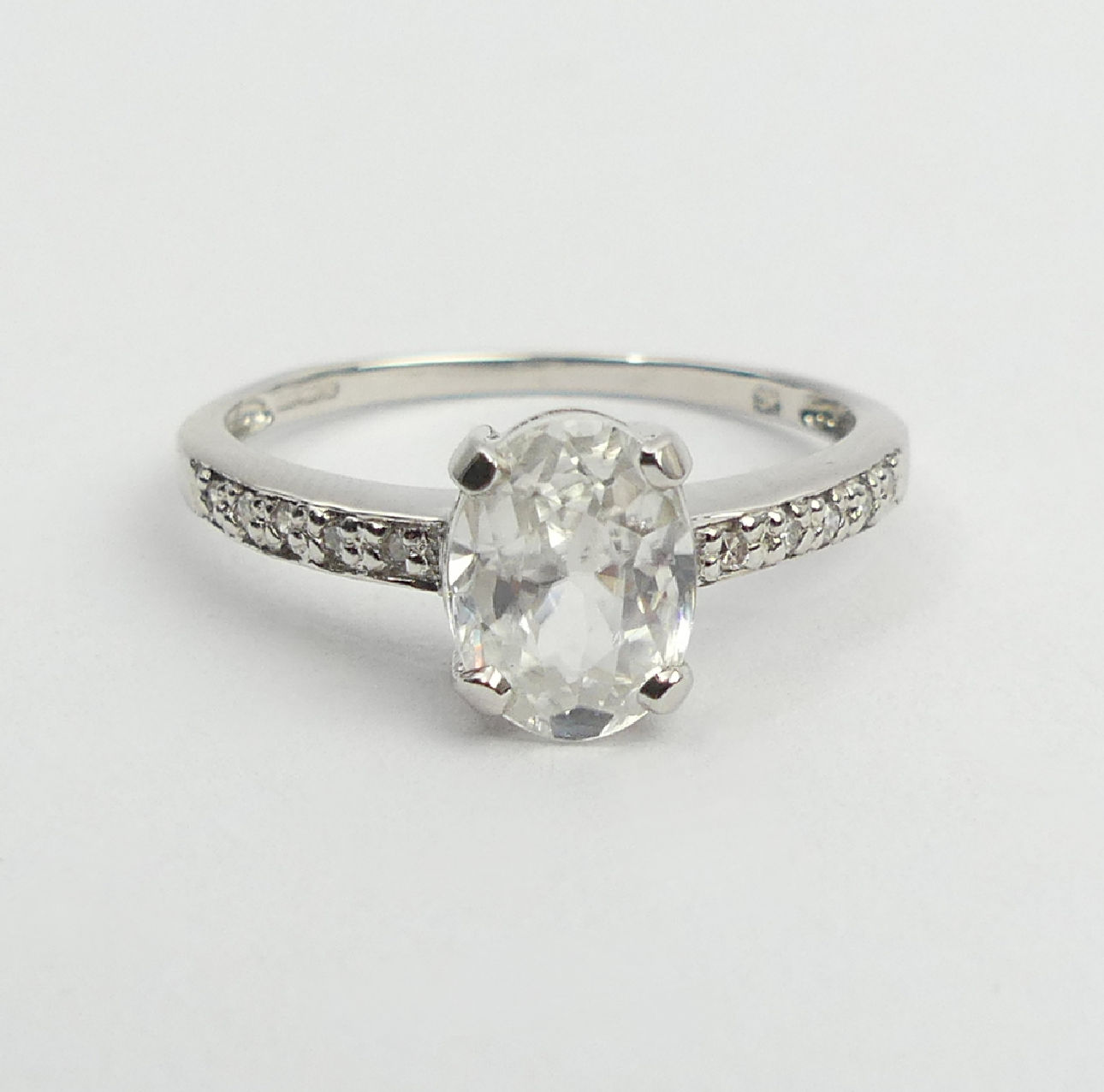 9ct white gold topaz and diamond ring, 1.9 grams, 8mm, size N1/2. UK Postage £12. - Image 2 of 6