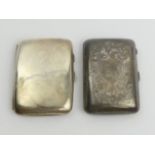 Two silver cigarette cases, Chester 1919 and Birm. 1915, 106.5 grams, largest 8 x 6.2cm. UK