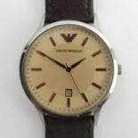 Emporio Armani gents quartz watch, 45mm. UK Postage £12. Condition Report: In good working order.