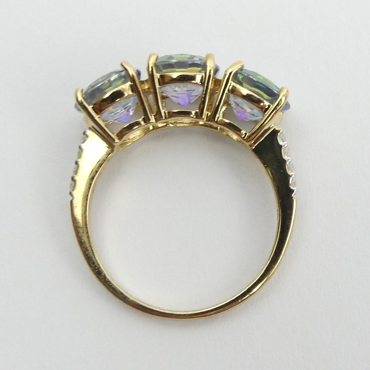 9ct gold mystic topaz and diamond ring, 3.2 grams, 7mm, size N. UK Postage £12. - Image 4 of 7