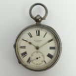 Edwardian silver open face pocket watch, Birm. 1902, 75 x 50mm. UK Postage £12.
