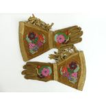 Native American Buckskin beadwork decorated Cree Tribe gauntlets, 38 x 23cm. UK Postage £12