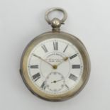 Silver open face, Midland lever, key wind pocket watch, 53 x 75mm. UK Postage £12.