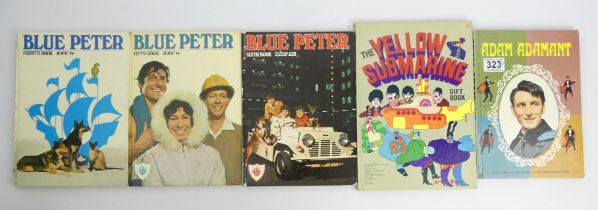 Yellow Submarine gift book, Adam Adamant Annual and three Blue Peter Annuals 4, 5, & 6. UK