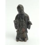 Chinese Qing Dynasty bronze figure of a sage, 7cm. UK Postage £12.