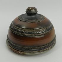 Guy Sydenham art pottery dish and dome cover, 15.5cm x 11.5cm. Postage £15.