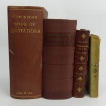 Mrs Beetons Household Management, a leather bound copy of Tennyson's works, Eyes and No Eyes by