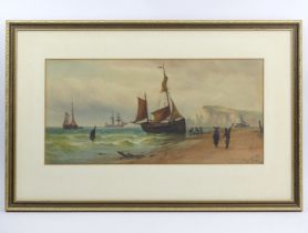 Victorian signed coast of Sussex seascape in a gilt frame. 62 x 40 cm. Collection only.