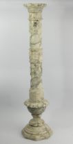 A turned marble jardiniere stand column, 97cm. Collection Only.