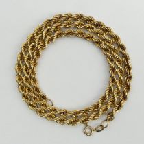 9ct gold Italian rope twist necklace, 4.1 grams, 42cm. UK Postage £12.