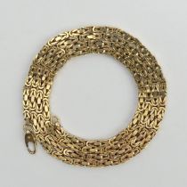9ct gold Byzantine link chain necklace, 28 grams, 62cm long, 2.6mm wide. UK Postage £12.