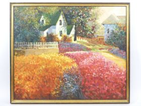 Impressionist rural village scene oil on board signed K Walken. 54 x 66 cm. Collection only.
