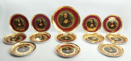 A thirteen piece French porcelain "Mona Lisa" sandwich set, 28cm and 19cm. UK Postage £20.
