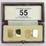 A pair of 9ct gold cufflinks, 6.3 grams, 16.8mm in a fitted box. UK Postage £12.