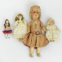 Four late 19th/early 20th century dolls including an Armand Marseille bisque head doll 390 11/0 26cm