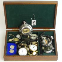 A box of mixed watches including Rotary and a Smiths Empire pocket watch and a ladies Omega. UK