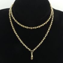 Victorian 9ct gold fancy belcher link chain necklace,20.7 grams, 69cm. UK Postage £12.