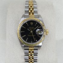 Ladies Rolex Oyster Bi Metal black dial watch, with an associated box, serial no K808366, 29mm