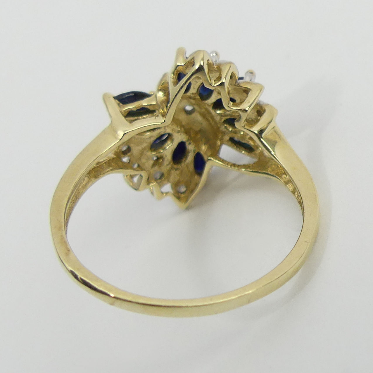 9ct gold sapphire and diamond ring, 3 grams, 16.1mm, size P. UK Postage £12. - Image 4 of 6